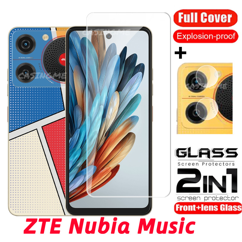 Zte Nubia Music 2024 Film Bảo vệ màn hình 2 trong 1 Kính cường lực che phủ toàn bộ cho ZTE Nubia Music NubiaMusic ZTENubiaMusic Z2353 4G 5G 2024 Ống kính mặt trước
