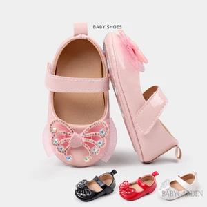Baga-baby Girl PU Flats Trẻ sơ sinh Nơ Walker Nôi Giày cho bữa tiệc Lễ hội tắm cho bé