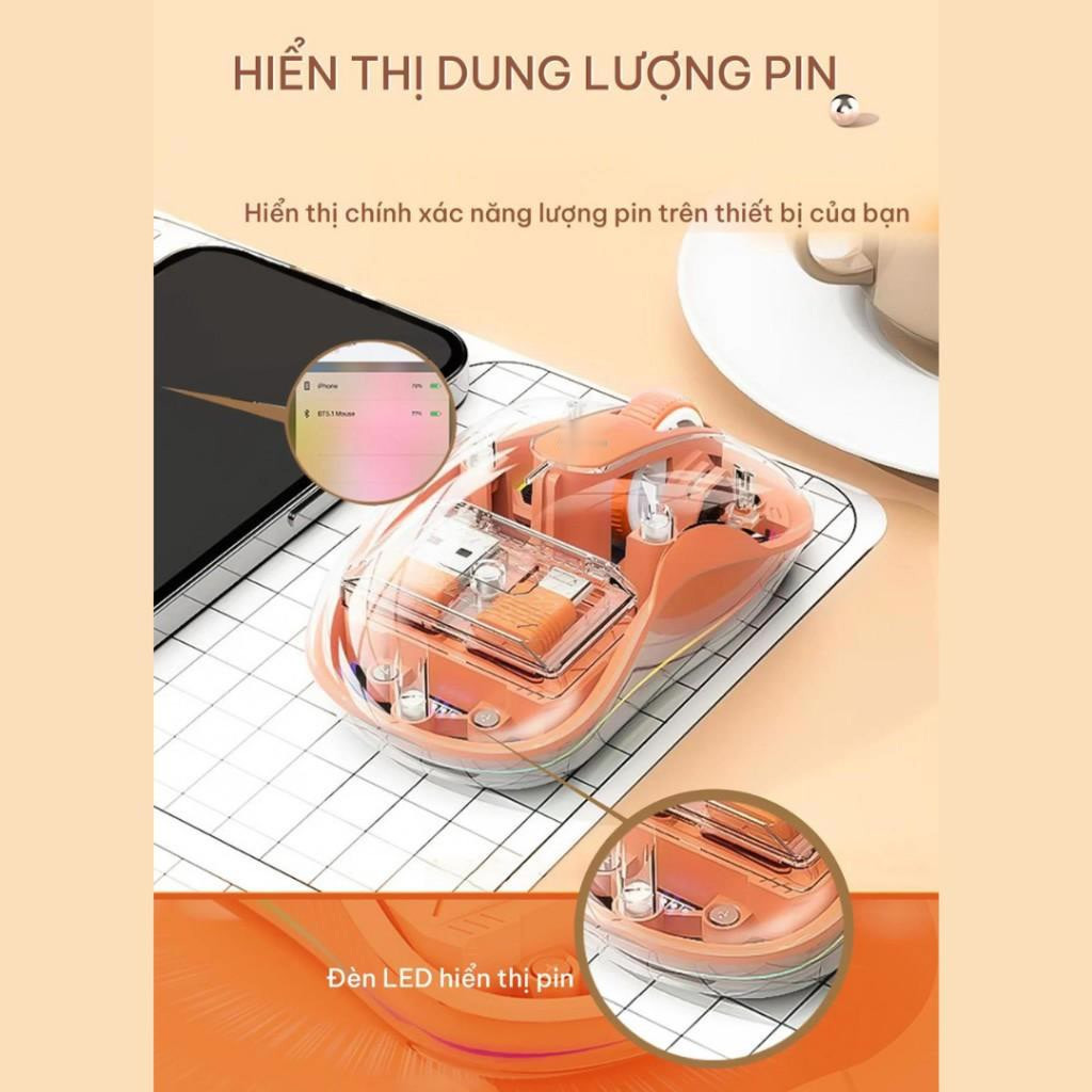 Chuột bluetooth M333 slient trong suốt Kết nối Bluetooth/USB/TypeC Độ Nhạy DPI 2400DPI mẫu mới 2025