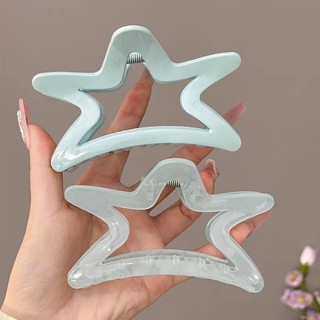 Sweet Girls Cream Màu Xanh Serise Kẹp Tóc Hình Móng Vuốt -Hàn Quốc Hình Học Rỗng Pentagram Nơ Lấy Kẹp