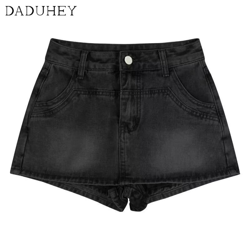 Ảnh DaDuHey New Korean Version of INS Retro Washed Denim Skirt Niche High Waist A- line Skirt Bag Hip Skirt 3