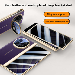 Vỏ bản lề gấp từ tính bằng da mạ điện cho OPPO Find N5 FindN5 5G Phim kính cường lực phía trước chống gián điệp & trong suốt