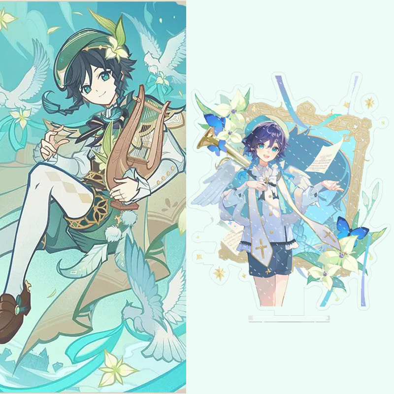 HT3 Genshin Tác Động Đứng Tấm Acrylic Tấm Giá Đỡ Nhà Để Bàn Anime Furina Venti Trang Trí TH3