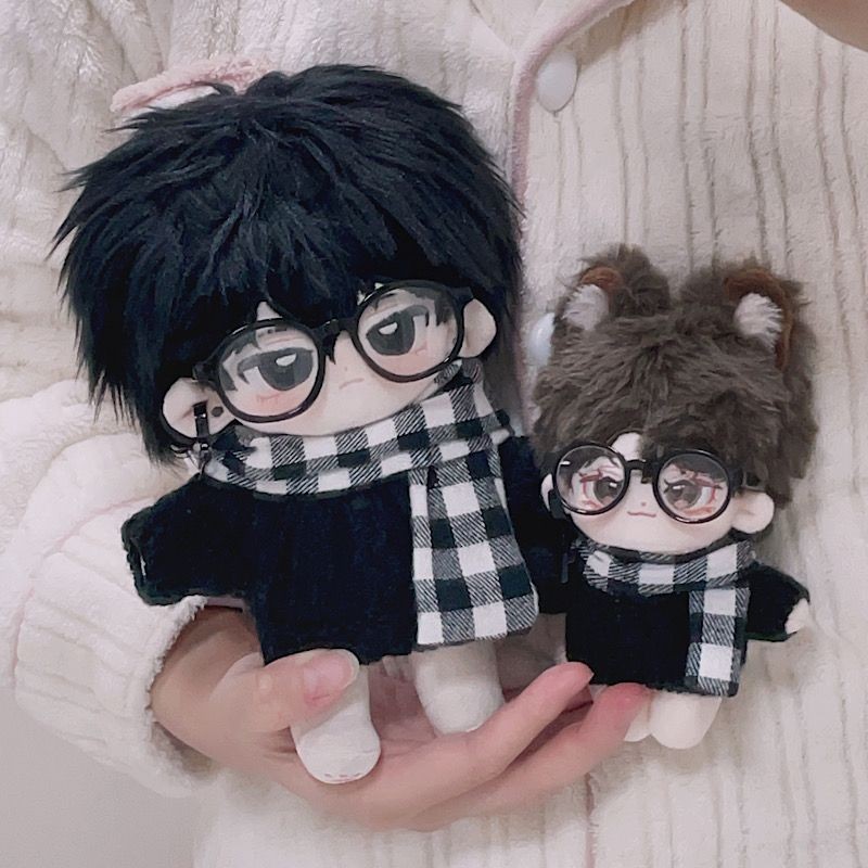10cm Quần Áo Cho Bé 20cm Đẹp Trai Phong Cách Bạn Trai Áo Len Đen Khăn Thoáng Mát Cotton Búp Bê Quần Áo Mỡ Cơ Thể Có Thể wcin