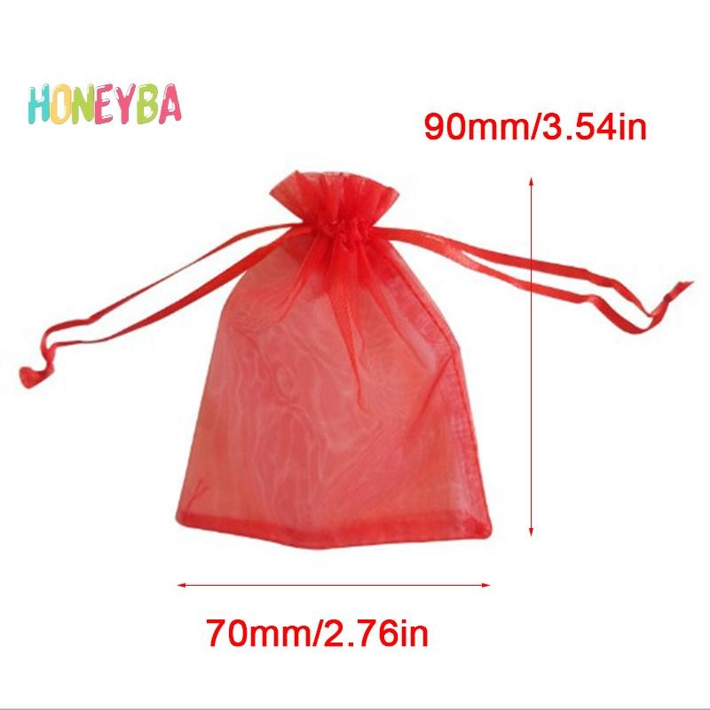 < Honeyba > 100 Chiếc Quà Tặng Giáng Sinh Cưới Có Thể Vẽ Được Túi Organza Trang Sức Bao Bì Màn Hình Hiển Thị