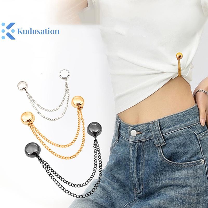 Kudosation 2 Chiếc Đa Năng Từ Quần Áo Kẹp Với Dây Xích Nút Kim Loại Kẹp Quần Áo Khăn Chân Vòng bít Cố Định Nam Châm Pin