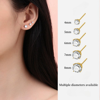 Bông tai mạ vàng 18k Bông tai xuyên kim cương đơn thời trang Cubic Zircon dành cho nữ Cô gái