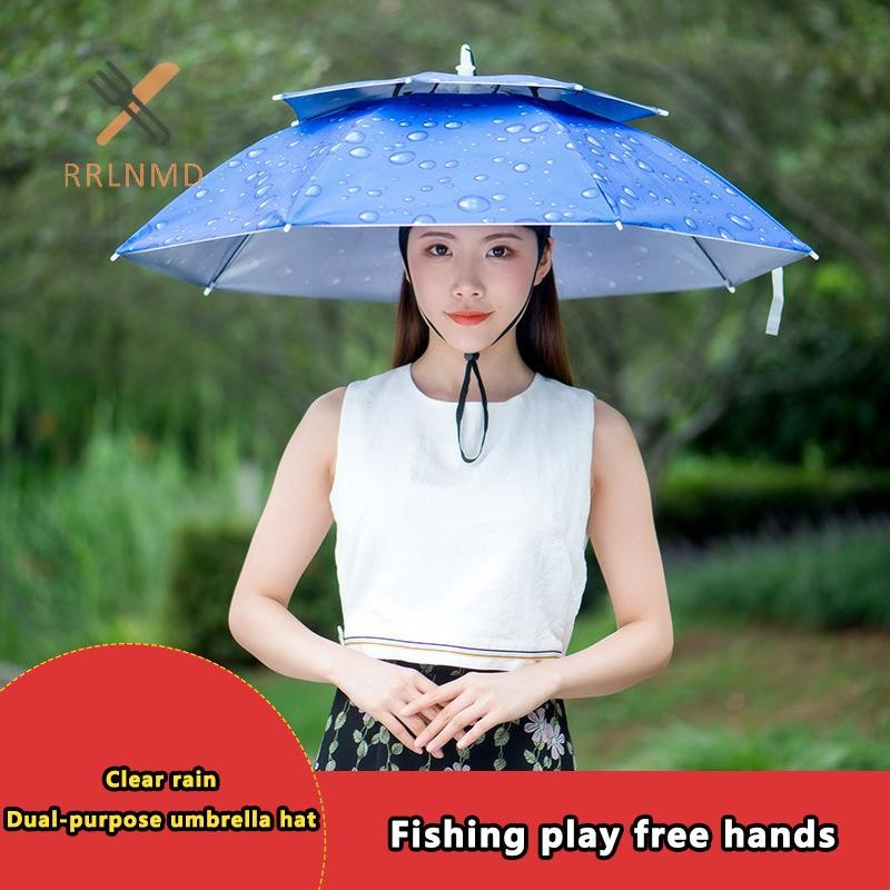Rrlnmd Mũ Dù Mưa Có Thể Gập Lại Bóng Nắng Chống Thấm Nước Câu Cá Mũ Mũ Mũ Đi Biển Mũ Hai Lớp Chống Tia UV MỚI