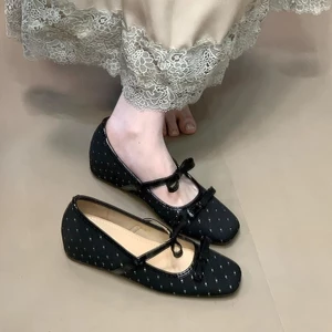 Giày Mary Jane nữ mũi tròn miệng nông nơ đôi đi làm mẫu hot