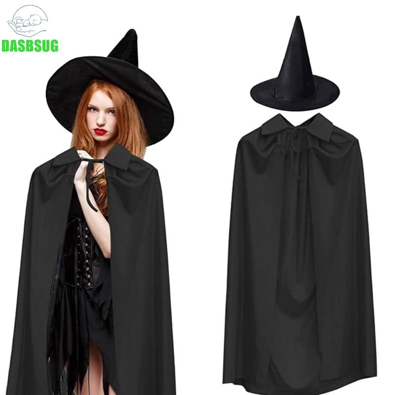 Dasbsug Phù Thủy Áo Khoác Trang Phục Mũ Phù Thủy Bộ Halloween Mũi Trang Phục Phù Thủy Trang Phục