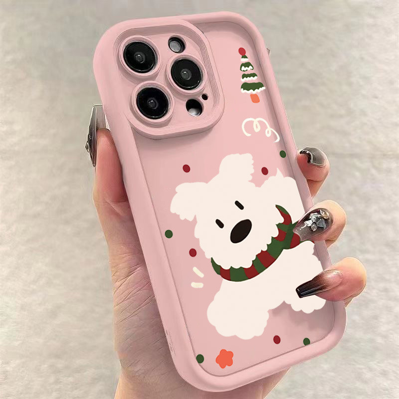 Dành Cho Realme Note 60 50 C67 C65 C63 C55 C51 C35 C53 C15 5i C21Y C11 C25 C25Y C20 5S C20A C17 C33 C30 9i 8 8i 6i 5 7i C31 C21 Phim Hoạt Hình Chó Trắng Dễ Thương Silicon Mềm Chống Sốc