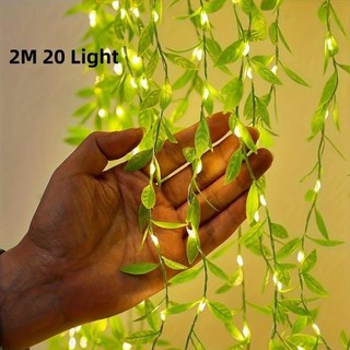 CORESSPACE Hoa Nhân Tạo, Hộp Pin 2M 20Light Đèn Rèm Liễu, Luôn Trên Cây Giả Cây Nho Để Bàn Trang Trí Dây Giả Lá Dây Đèn