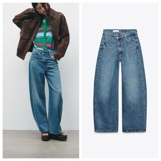 Zara Spring Sản phẩm mới dành cho nữ Retro Casual All-Match Mid-Waist Loose Jeans6688010