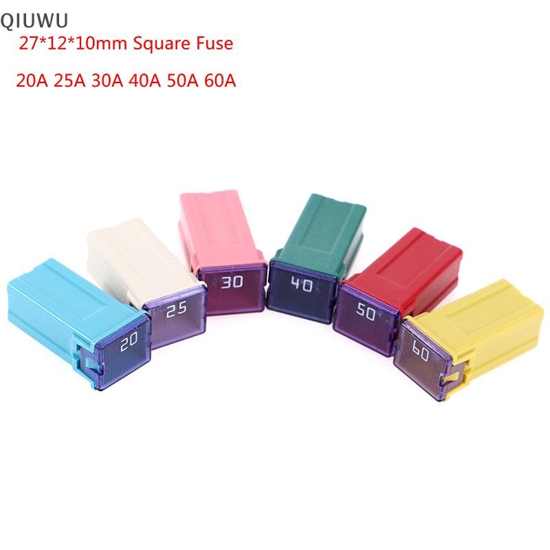 Cầu chì vuông QIUWU 32V 20A 25A 30A 40A 50A60A Cầu chì ô tô có hộp nhựa.