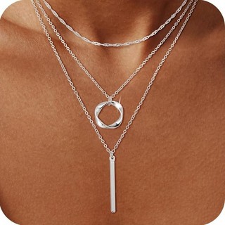 Vòng cổ nữ chuỗi không đều nhiều lớp xếp chồng mạ trang sức 14k