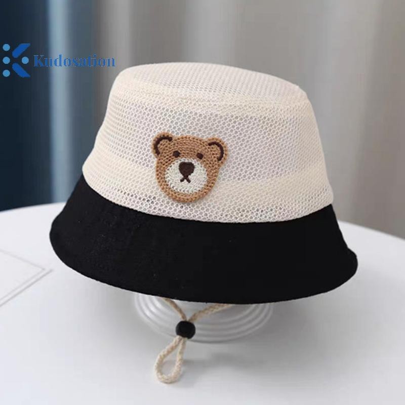 Kudosation Bé Mùa Hè Người Cá Mũ Gấu Dễ Thương Tập Đi Trẻ Em Lưới Thoáng Khí Mũ Chống Nắng Bãi Biển Ngoài Trời Bé Trai Bé Gái Panama Người Cá Mũ