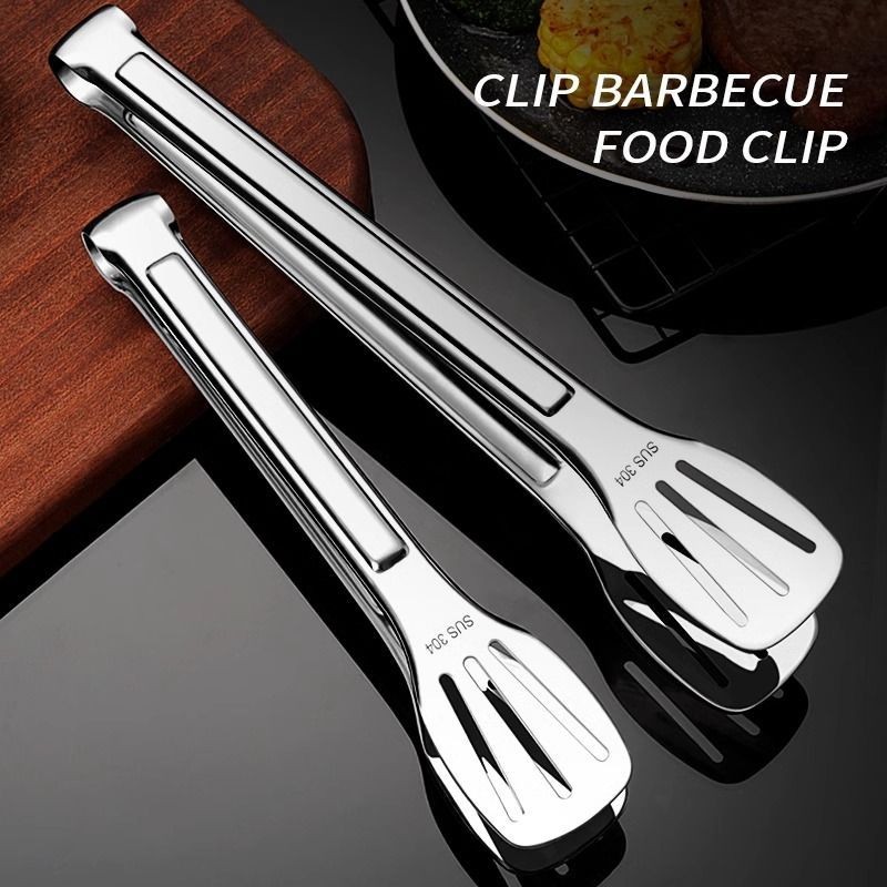 Thép không gỉ 304 Kẹp Thực Phẩm Dày Nhà Bếp Chống bỏng Dụng Cụ Nướng Bánh Mì Kẹp Bít Tết Thịt Nướng Kẹp