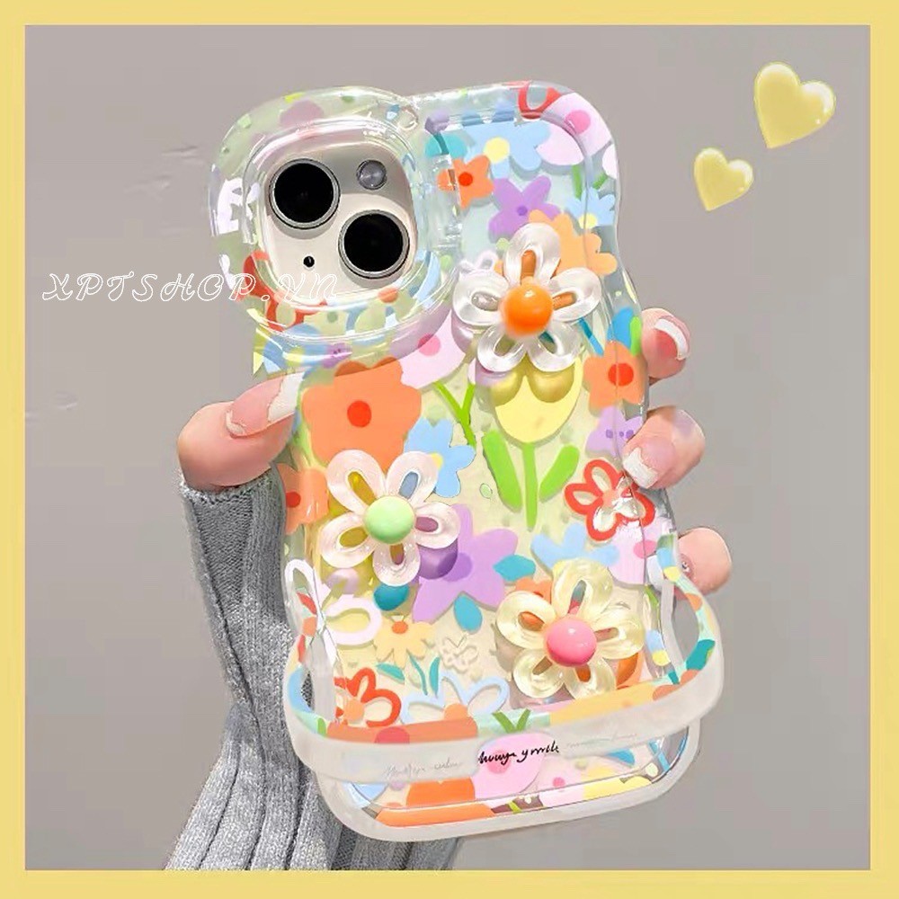 Nhiều Màu Sắc Hoa Hướng Dương Sóng Hai Chiều Stealth Giá Đỡ Ốp Lưng Điện Thoại iPhone 17ProMax 16Plus 15 14 13 12 11 Vỏ Bảo Vệ Chống Sốc