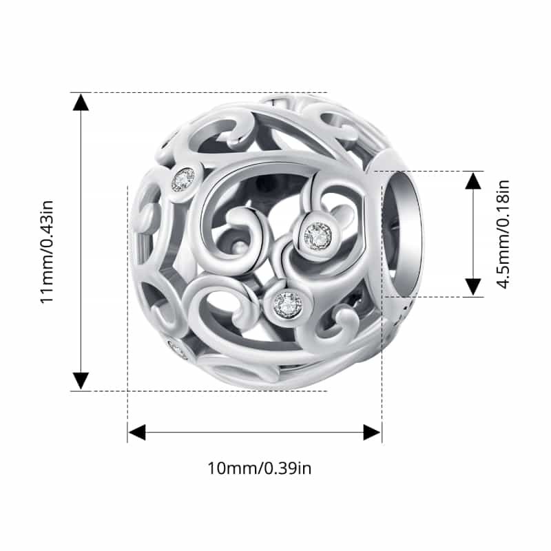 Bamoer 925 Sterling Sliver Charm Scroll Thiết Kế Kết Cấu Mặt Dây Chuyền Phụ Kiện Cho Vòng Tay Quà Tặng Cho Nữ Bé Gái