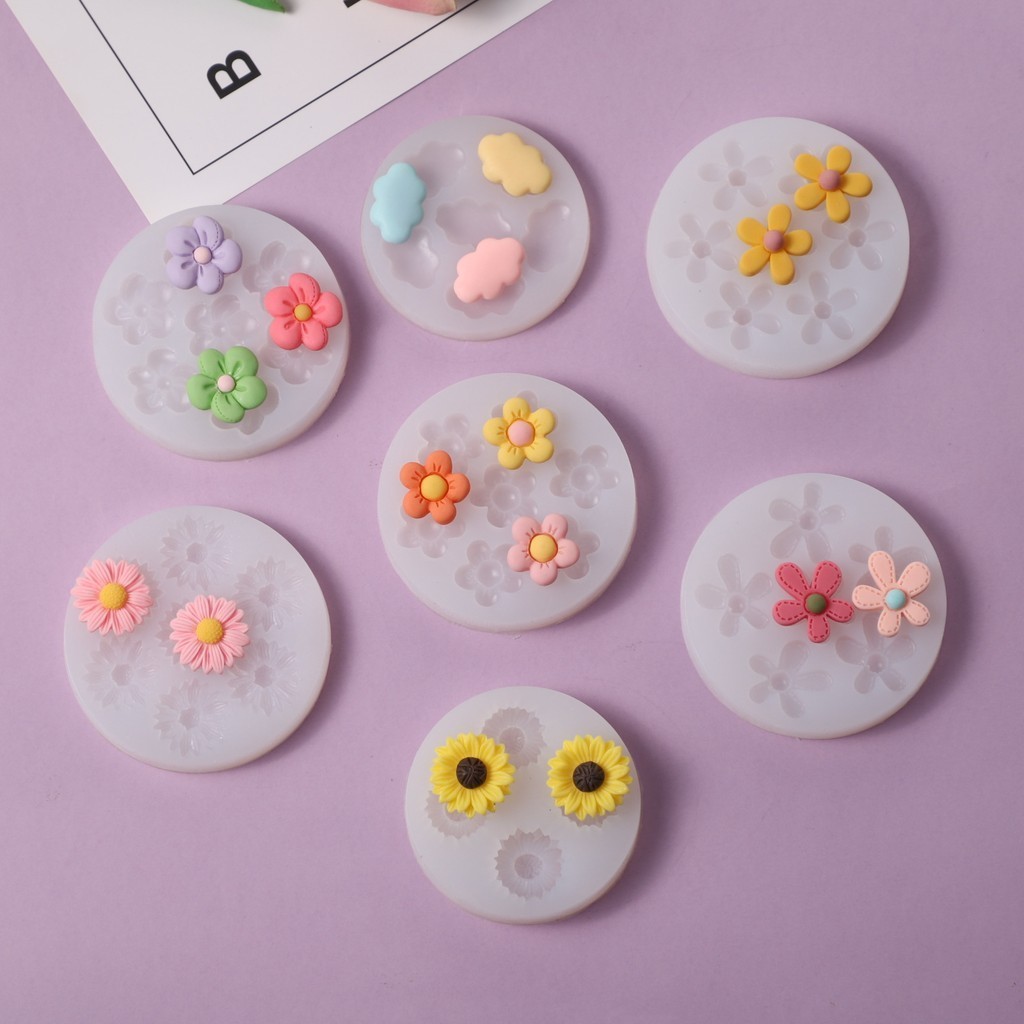 Khuôn silicon hoa hướng dương/cúc/mận, làm bánh quy, sô cô la, xà phòng, nến thơm handmade