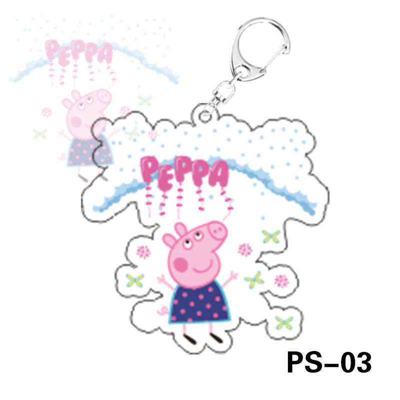 Peppa Pig Acrylic Hoạt Hình Hoạt Hình Móc Khóa Học Sinh Mặt Dây Chuyền Trang Trí Trò Chơi Ngoại Vi