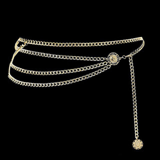 [gazi1] Thắt Lưng Thời Trang Nữ Hông Cao Cấp Vàng Bạc N Dây Kim Loại Chunky Viền Pha Lê Dây Xích Corset Dây Xích Boutique