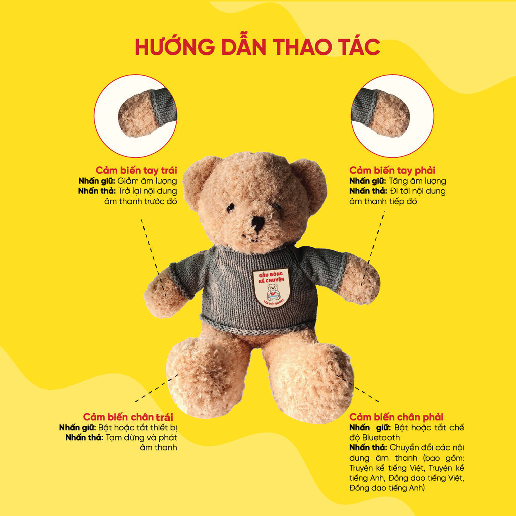Gấu Bông Kể Chuyện - Món Quà Trí Tuệ Cho Bé -  Song Ngữ Anh Việt - Đồ Chơi Giúp Bé Học Tiếng Anh Hiệu Quả - Nhiều Mẫu