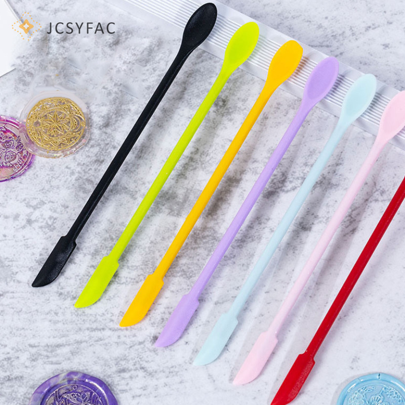 Jcsyfac Silicone Thìa Lọ Cạp Muỗng Đầu Dài Đôi Đầu Mỹ Phẩm Thìa Mới