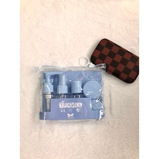 Bộ Chiết Mỹ Phẩm Du Lịch Cao Cấp Gồm 5 Món Dụng Cụ Chiết Mini Tiện Lợi  - Túi Zip Có Khoá Kéo M74