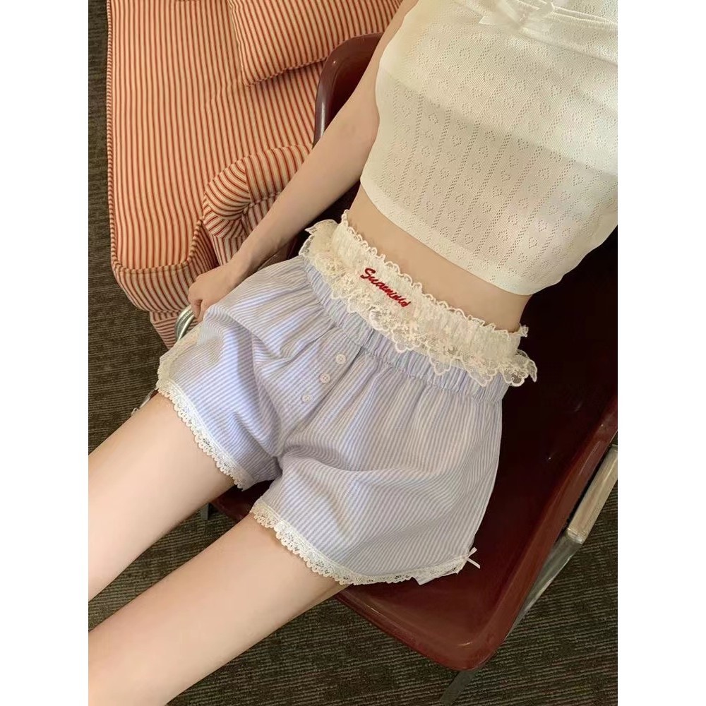 Quần Short Ren Milyfashion Lớp Trắng Mỏng Hơn Nhìn Chữ a Gợi Cảm Y2K Đế Sọc Quần Short