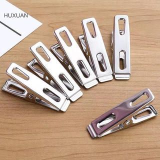 Huxuan 10 / 20 Chiếc Thép Không Gỉ Quần Áo Chốt Giặt Niêm Phong Kẹp Hộ Gia Đình Chống Gió Kẹp Kim Loại Kẹp RFT