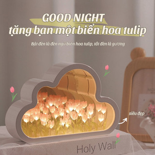 Đèn ngủ Handmade Tulip hình Đám Mây Bunnies Tráng Gương Trang Trí Phòng Ngủ