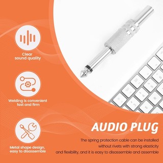 6.35mm Mono Khuếch Đại Cắm 1 / 4Inch Nam Mono Monaural Jack Âm Thanh Cáp Kết Nối Cắm Micro 10 Chiếc