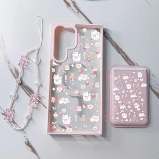 3 Vỏ Ví Mèo Hoạt Hình Cho Samsung s22 s22plus ultra Case Girly S23 S23Plus s23fe s24 s24plus s24ultra Ốp điện thoại