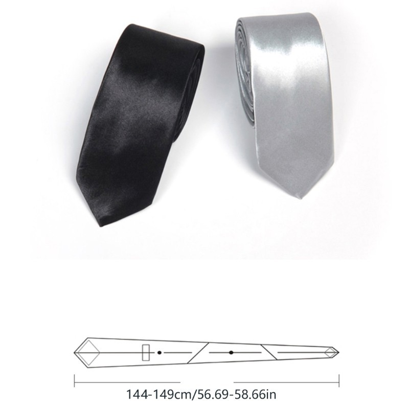Vic Màu Trơn Đồng Bằng Dây Buộc Màu Đen Chính Thức Cà Vạt Satin Nữ Satin Skinny Khăn Cà Vạt Dài Skinny Tie JK Đồng Phục