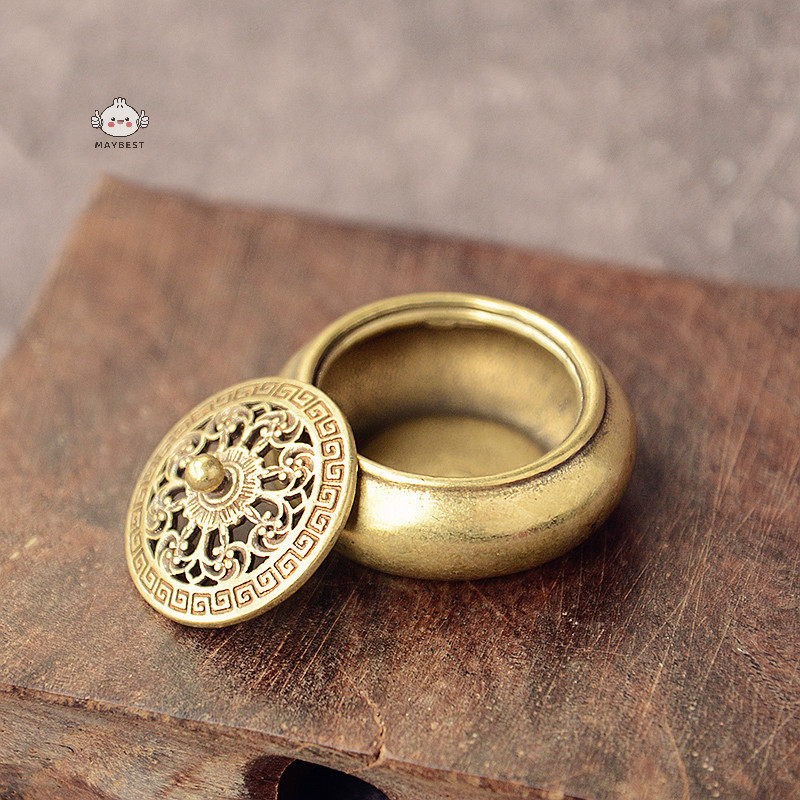 Maybest Brass Pocket Lotus Jiuding Hương Lư Hương Rỗng {VN}