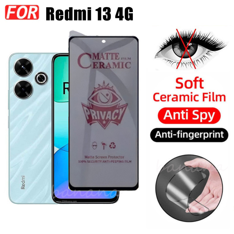 3 TRONG 1 Redmi 13 4G Chống Gián Điệp Riêng Tư Gốm Phim Cho Redmi 12 12C 13C Redmi A3 Turbo 3 Ống Kính Máy Ảnh Kính Bảo Vệ Màn Hình Và Mặt Sau Phim