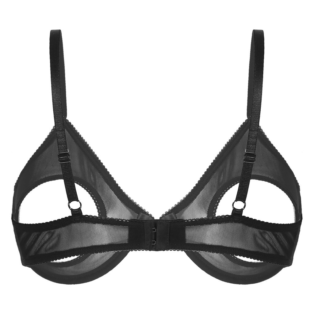 YOOJOO Nữ Rỗng Ra Mở Cốc Underwired Áo Ngực Có Thể Điều Chỉnh Dây Sheer Lưới Brassiere