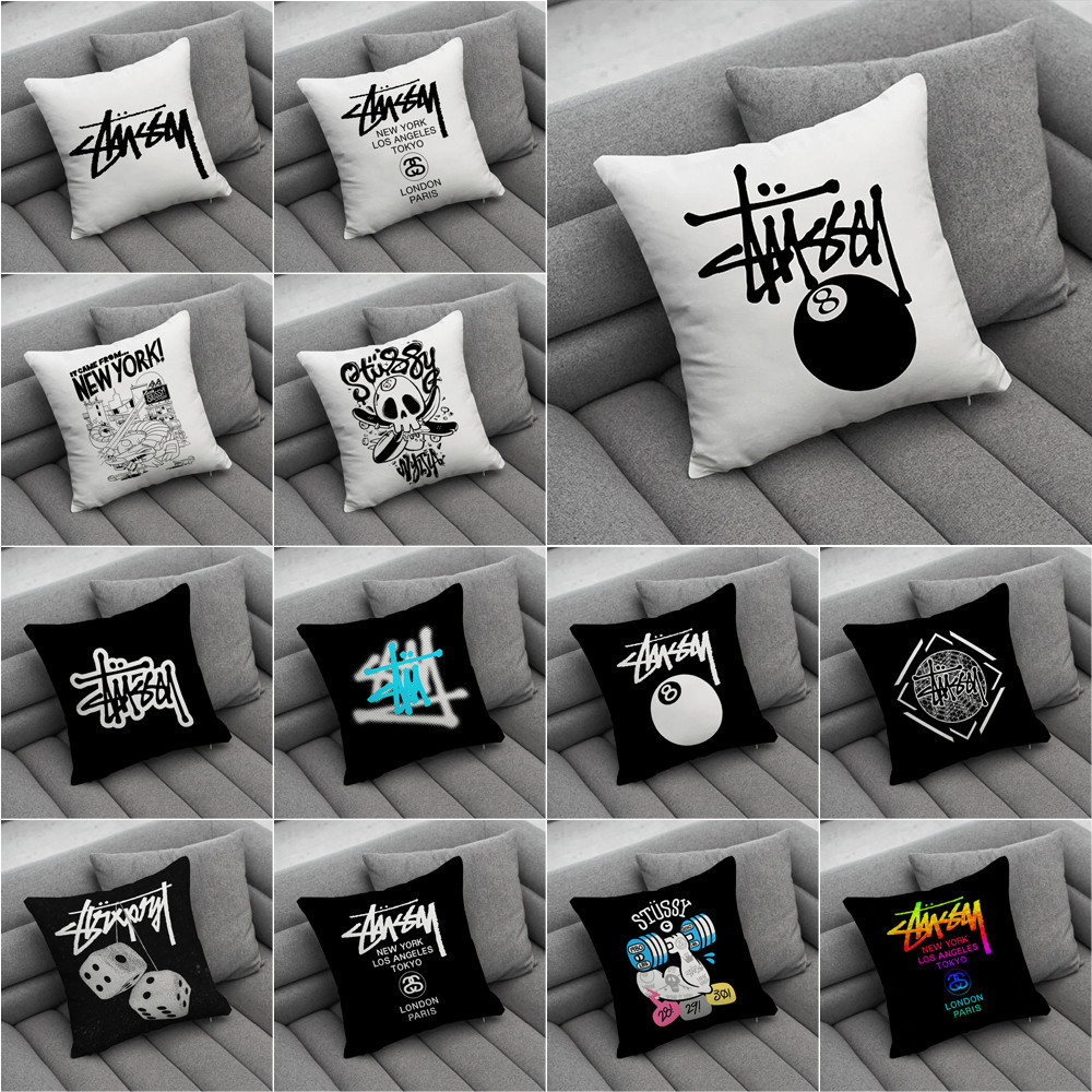 Art Stussy Logo Ném Vỏ Gối In Một Mặt Sofa Phòng Khách Quà Tặng Ô Tô Đệm Quà Tặng Trẻ Em (Không Có Lõi)