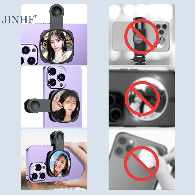 Jinhf Điện Thoại Thông Minh Camera Gương Phản Quang Kẹp Bộ Di Động Điện Thoại Di Động Camera Gương Kẹp Có Túi Bảo Quản Điện Thoại Phía Sau Selfie Gương HOT