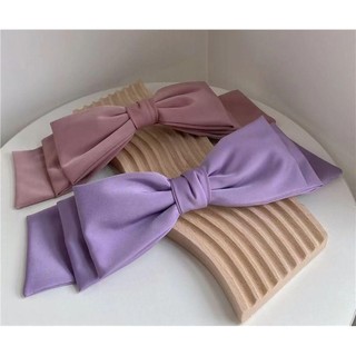Nơ kẹp tóc lớn màu hồng đen bằng satin, bền nhiều lớp, phong cách thời trang Hàn Quốc