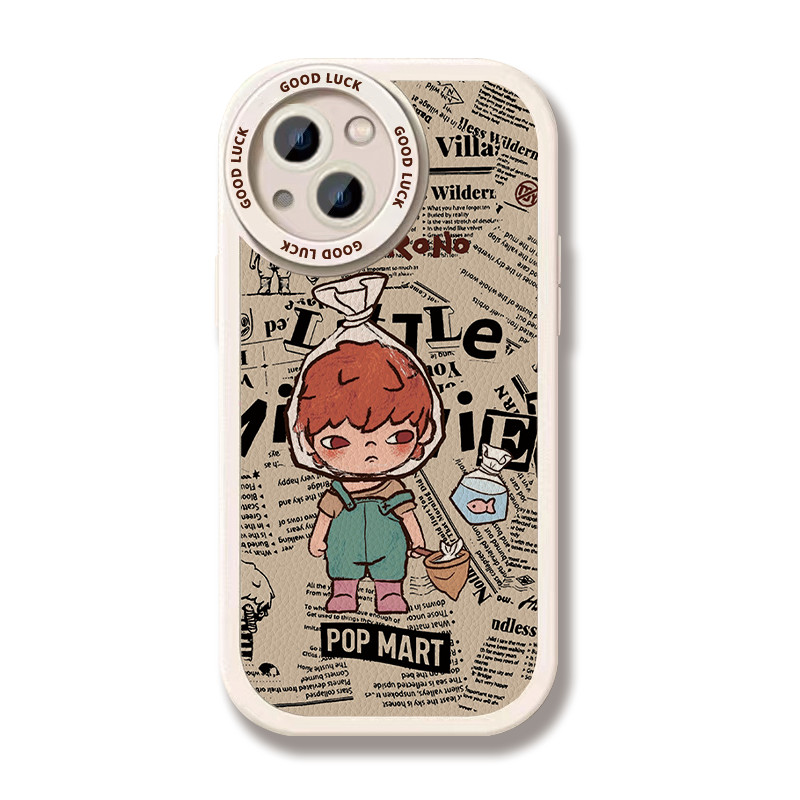 Bán Sản Phẩm Mới Popmart Hirono Hirono Ono Skimming Fish Phone Case Da Cừu Cho Iphone 15 14 Pro Max 13 12 Mini 11 Pro X XS XR 8 7 6 Plus Chất Lượng Cao