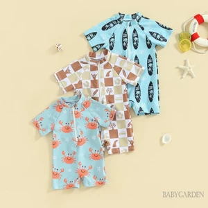 / / 0-3 Tuổi Trẻ Em Bé Trai Rash Guard Tay Ngắn Cua In Hình Đồ Bơi Áo liền quần Đồ Bơi Mùa Hè