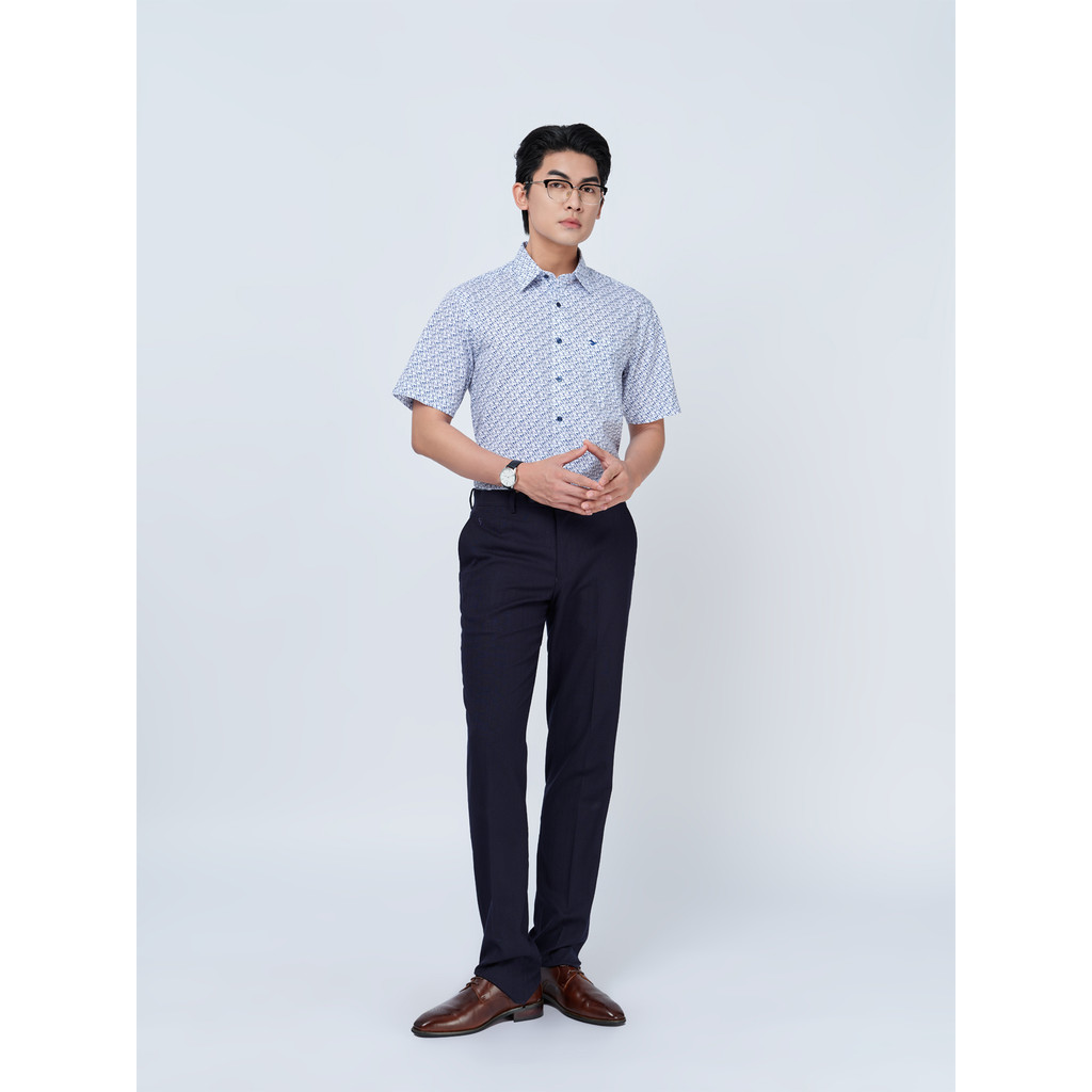 Sơ mi ngắn tay lai ngang VIETTIEN SMART CASUAL vải Nano phom REGULAR VT00000305