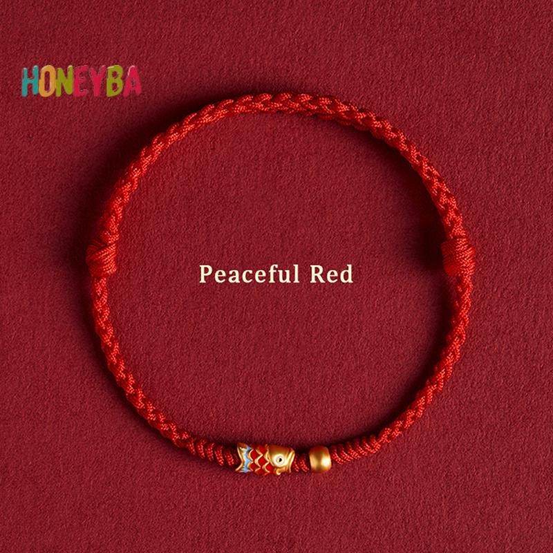 < Honeyba > Vòng tay may mắn cá Koi tay thời trang Vòng tay dệt tay dành cho nữ Những người bạn thân nhất Người yêu Kích thước Vòng tay có thể điều chỉnh Quà tặng
