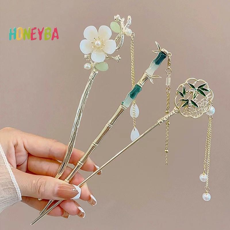 < Honeyba > Kẹp Tóc Trung Quốc Cổ Điển Dành Cho Nữ Ngôi Sao Hoa Tươi Handmade Kẹp Tóc Quyến Rũ Phụ Kiện Trang Sức Đồ Trang Trí Tóc