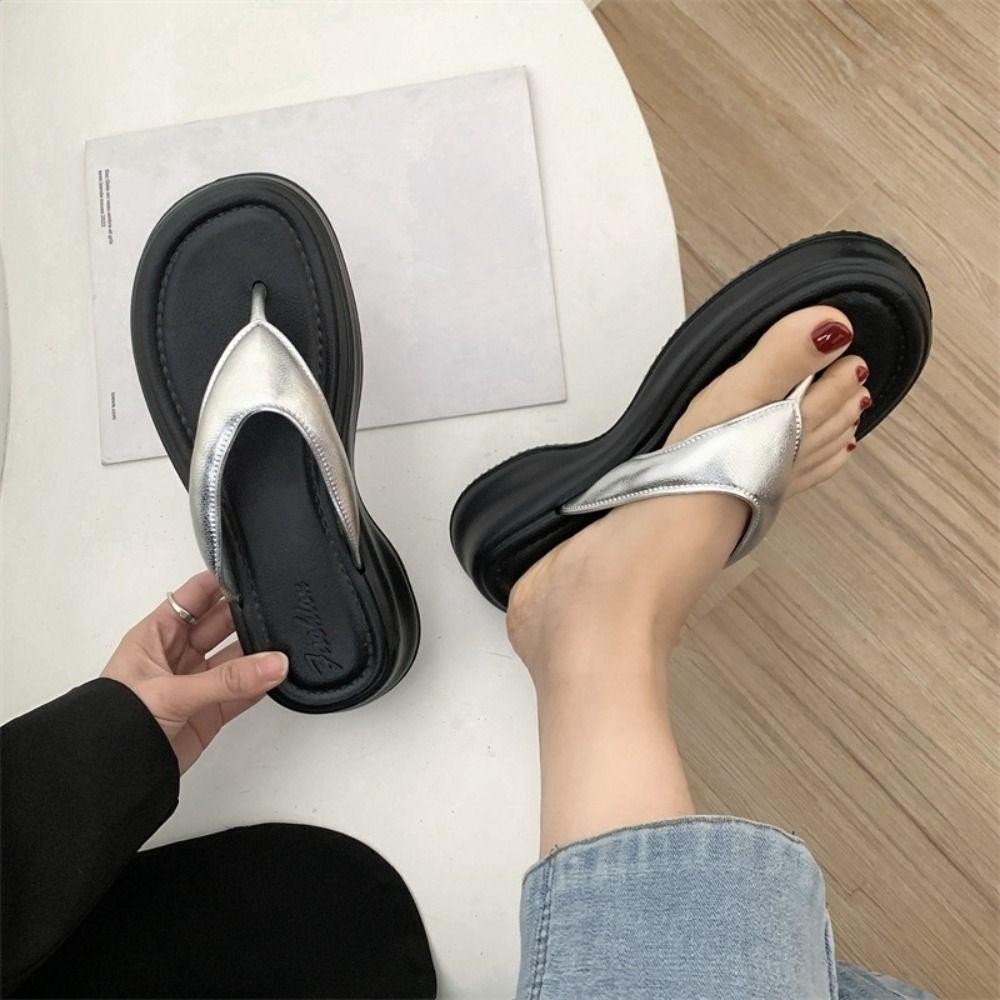 Dép xỏ ngón nền tảng CHIPHIVE, Dép xỏ ngón Y2K EVA, Dép đi biển mùa xuân chống trượt thời trang nữ