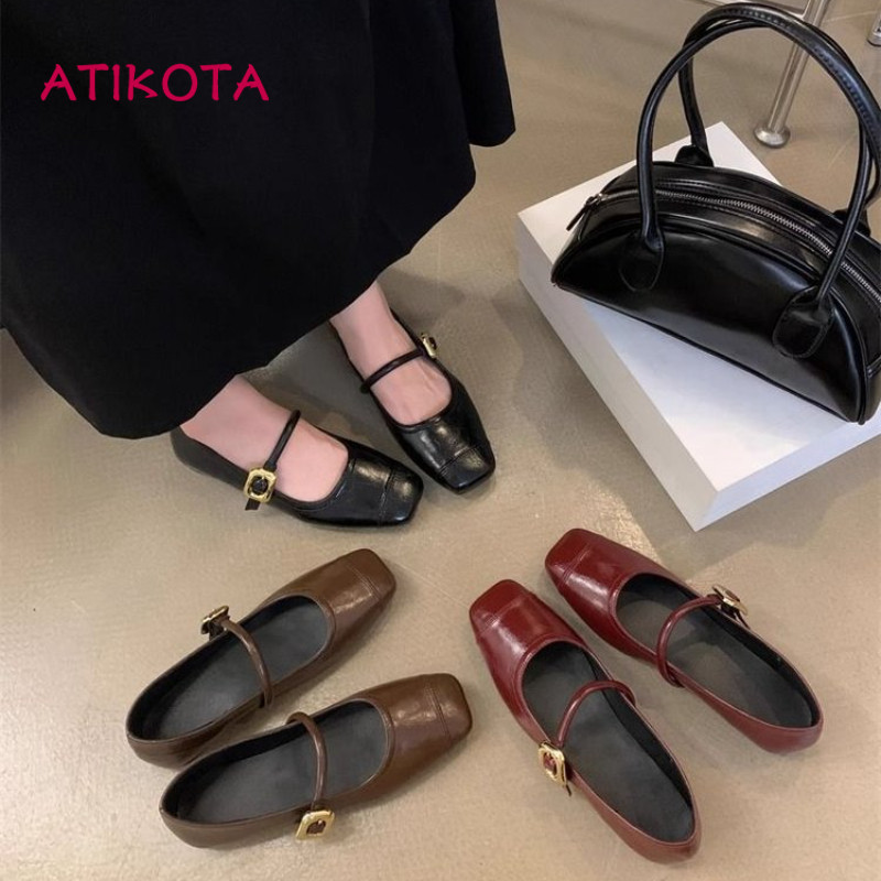 Atikota Mới Nữ Đế Bằng Thoải Mái Nhẹ Không Trơn Trượt Thời Trang Thanh Lịch Giày Đơn Ngoài Trời