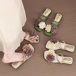 phong cách Hàn Quốc Dép sandal nữ hoa tiên nữ êm chân quai ngang đi biển mẫu hot