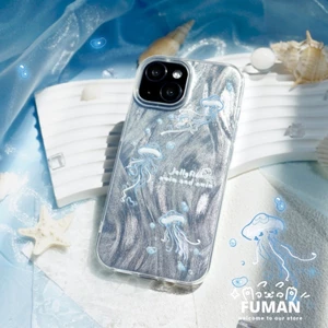 Shine Jellyfish Vỏ Cho Samsung Galaxy S25 S24 S23 S22 S21 Plus Ultra S20 Lite FE A71 A51 A31 A21s A50s A30s A20s 5G 4G Vỏ Sang Trọng Dễ Thương Đẹp Mềm IMD Vỏ Điện Thoại